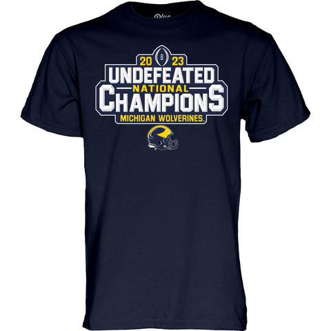 Michigan Wolverines Adult Undefeated National Champions Navy T-Shirt