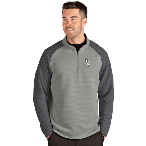 Chicago White Sox Antigua Adult Heathered Gray Lagoon 1/4 Zip Pullover