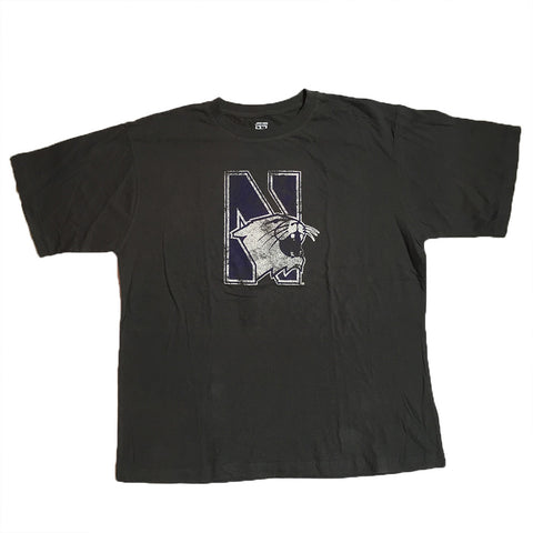 Northwestern Wildcats Genuine Stuff Charcoal Distressed Logo Shirt - Dino's Sports Fan Shop