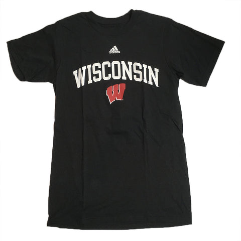 Wisconsin Badgers Adidas Black Arch Logo Go-To Tee - Dino's Sports Fan Shop