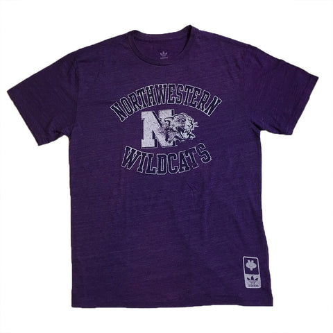 Northwestern Wildcats Adidas Purple Tri Blend Arch Logo Shirt - Dino's Sports Fan Shop