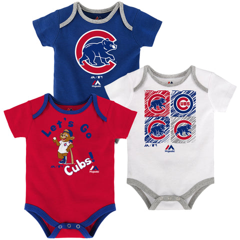 Chicago Cubs Majestic Three Piece-Set Infant Creepers