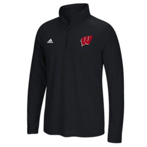 Wisconsin Badgers Adidas Black Ultimate 1/4 Zip Pullover - Dino's Sports Fan Shop