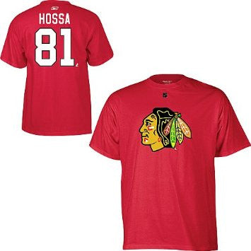 Reebok Chicago Blackhawks NHL Marian Hossa #81 HD Name & Number T-Shirt  (Red)