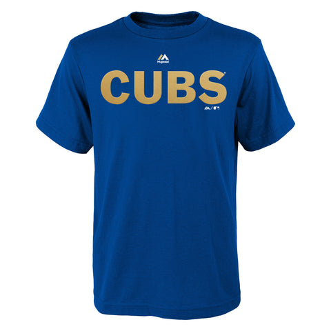 Chicago Cubs Majestic Gold Lettering Youth Shirt