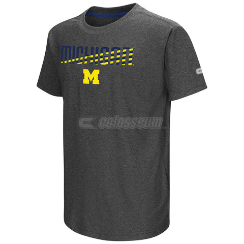 Michigan Wolverines Colosseum Gray Hat Trick Youth Shirt