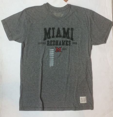 Miami RedHawks Retro Brand Tri Blend Adult Shirt - Dino's Sports Fan Shop