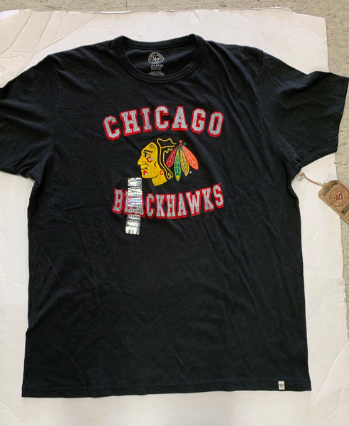 Majestic Chicago Blackhawks Big Logo Spellout Long Sleeve Black T-Shirt 2XL