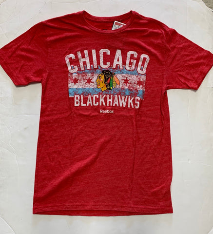 Chicago Blackhawks Adult Reebok Red Chicago Flag Shirt
