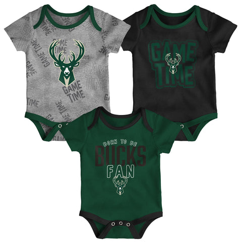 Milwaukee Bucks 3-piece onesie creeper set