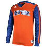 New York Knicks adidas Youth On-Court Impact Long Sleeve Shooting Shirt - Orange/Royal Blue - Dino's Sports Fan Shop