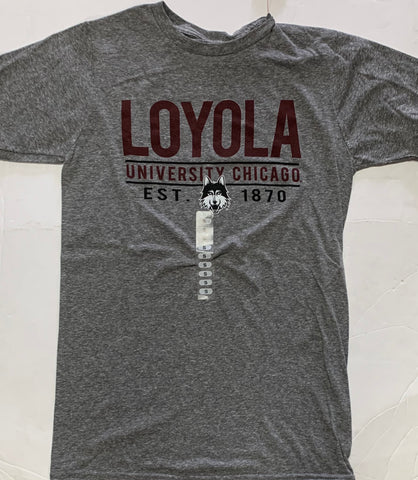 Loyola University Chicago Est. 1870 Adult The Victory Streaky Grey Shirt