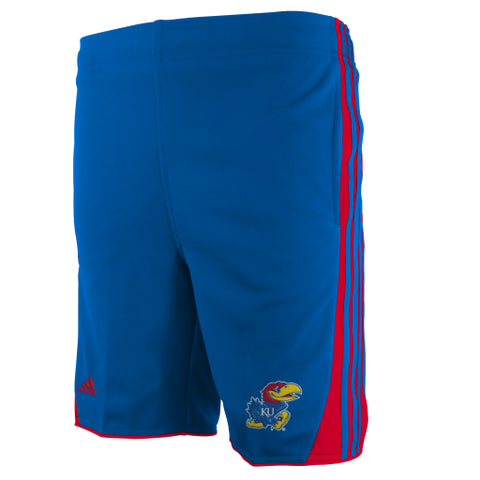 Kansas Jayhawks Adidas Youth 3-Stripe Shorts - Dino's Sports Fan Shop