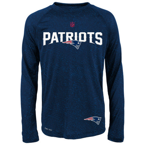 New England Patriots NFL Youth Dri-Tek Navy L/S Shirt - Dino's Sports Fan Shop