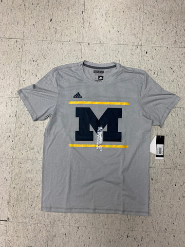 Michigan Wolverines Adidas Aeroknit Gray Logo Shirt