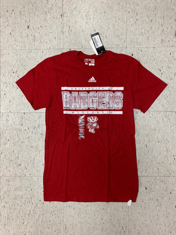 University of Wisconsin Badgers Adult Adidas The Go-To Tee Red Shirt (S)