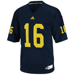 Michigan Wolverines #16 NCAA Adidas Navy Blue Youth Replica Football Jersey - Dino's Sports Fan Shop
