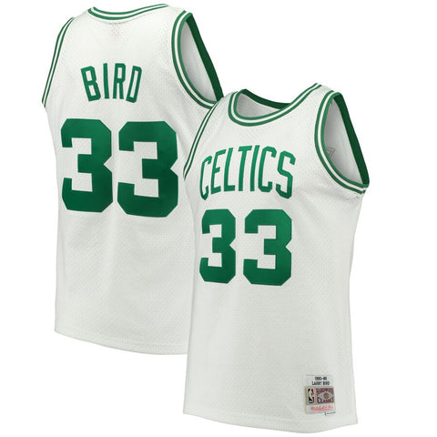 Larry Bird #33 Boston Celtics Adult White Mitchell and Ness NBA Swingman Road Jersey