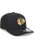 New Era Chicago Blackhawks 9SEVENTY Stretch Snap Adjustable Hat - Black