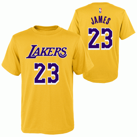 Lebron James Youth Gold Performance Name and Number Shirt