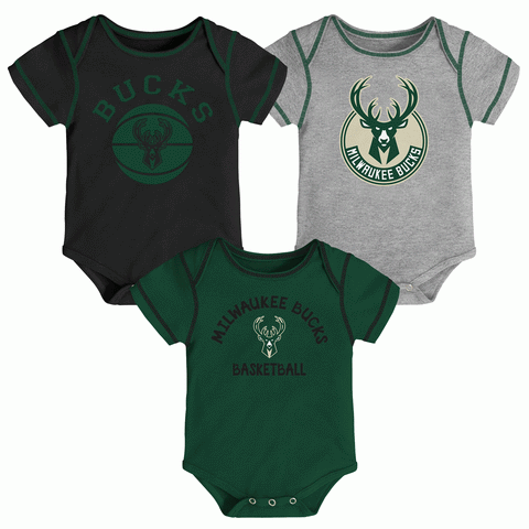Milwaukee Bucks NBA Infant 3-Piece Onesie Set