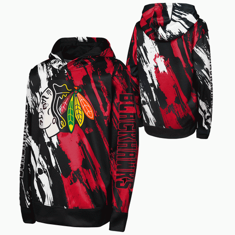 Chicago Blackhawks Kids NHL Splatter Pullover Hoodie Sweatshirt