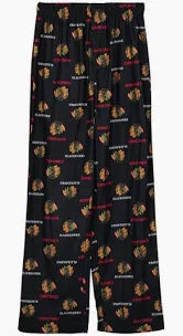 Chicago Blackhawks All Over Logos Pajama Pants Medium Size 5-6