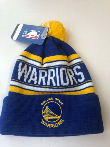 Golden State Warriors Youth Winter Hat With Pom