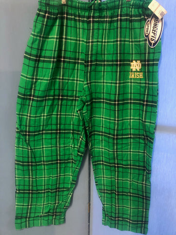 Notre Dame Fighting Irish Adult Green Plaid Pajama Pants