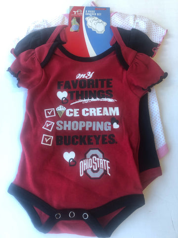 Ohio State Buckeyes Infant 0-3 Months 3-Piece Creeper Set