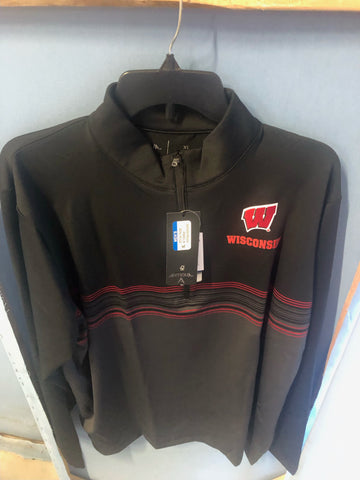 Wisconsin Badgers Adult Antigua Black 1/4 Zip