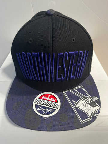 Northwestern University Wildcats Zephyr Flat Brim Snapback Adjustable Hat