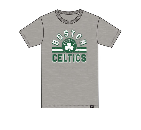Boston Celtics Adult Grey Team Stripe 47 Brand T-Shirts