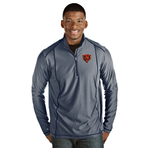 Chicago Bears Adult Light Mesh Blue Antigua NFL Quarter Zip