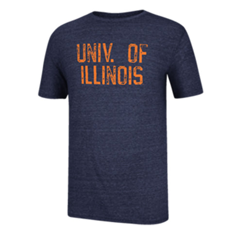 Illinois Fighting Illini Adidas Navy Faded Tri Blend Shirt - Dino's Sports Fan Shop - 1