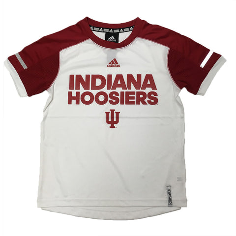 Indiana Hoosiers Adidas Youth White/Red Climalite Performance Shirt - Dino's Sports Fan Shop