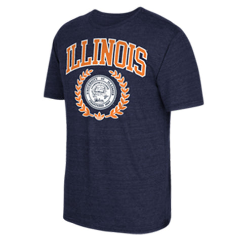 Illinois Fighting Illini Adidas Navy Tri Blend School Crest Shirt - Dino's Sports Fan Shop