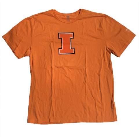 Illinois Fighting Illini Adidas Orange Distressed Logo Shirt - Dino's Sports Fan Shop