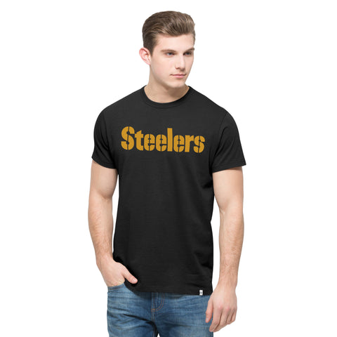 Pittsburgh Steelers '47 Brand Black Lettered Adult Shirt - Dino's Sports Fan Shop - 1