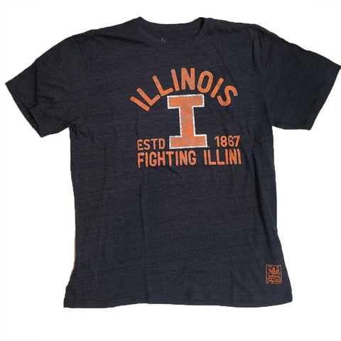 Illinois Fighting Illini Adidas Distressed Arch Logo Shirt - Dino's Sports Fan Shop