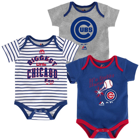 Chicago Cubs "Biggest Little Fan" 3-piece Bodysuit 12, 18, 24 months