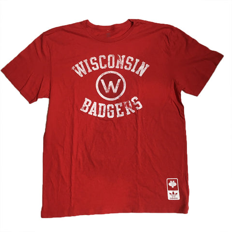 Wisconsin Badgers Adidas Red Vintage College Vault Shirt - Dino's Sports Fan Shop