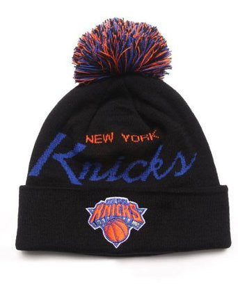 New York Knicks Mitchell & Ness Script Cuffed Knit Hat - Dino's Sports Fan Shop