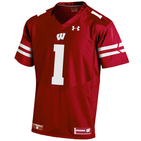 Wisconsin Badgers #1 Under Armour Red Youth Replica Jersey - Dino's Sports Fan Shop