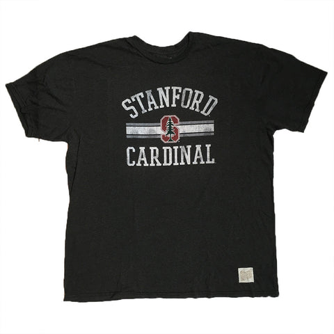 Stanford Cardinal Retro Brand Tri Blend Streaky Black Logo Line Shirt - Dino's Sports Fan Shop