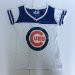 Chicago Cubs Majestic White Distressed Women's V-Neck Touch Shirt - Dino's Sports Fan Shop