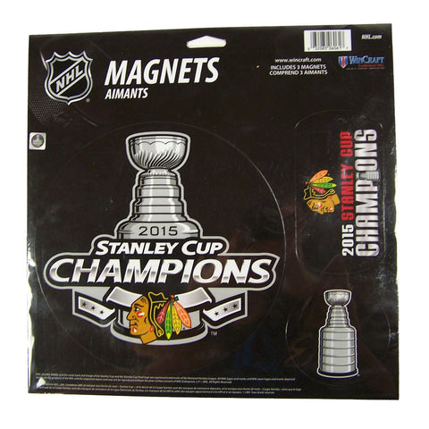 Chicago Blackhawks Wincraft 2015 Stanley Cup Champions Magnets (3 in a pack) - Dino's Sports Fan Shop