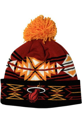 Miami Heat Mitchell & Ness Geotech Cuffed Knit Hat - Dino's Sports Fan Shop