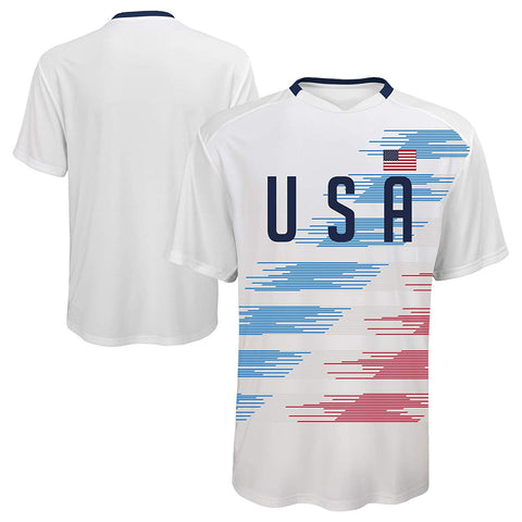 White Team USA Soccer Youth Submlimation Dri-Fit Shirt