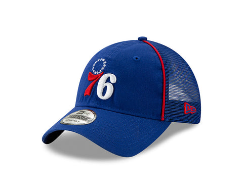 Philadelphia 76ers Adult New Era Trucker Trim Blue OSFM Adjustable Hat